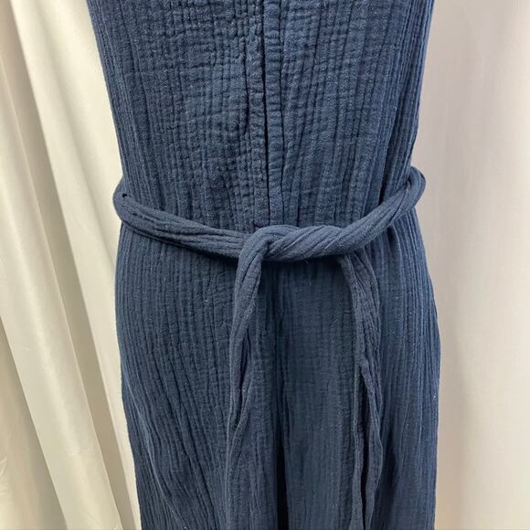 Gap V-neck Crinkle Cotton Jumpsuit Womens 00 Navy Blue New Spring Summer classic - Picture 4 of 13